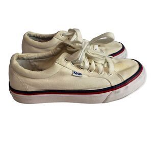 Keds Dream Foam White Canvas Shoes Sneakers Red Blue Trim